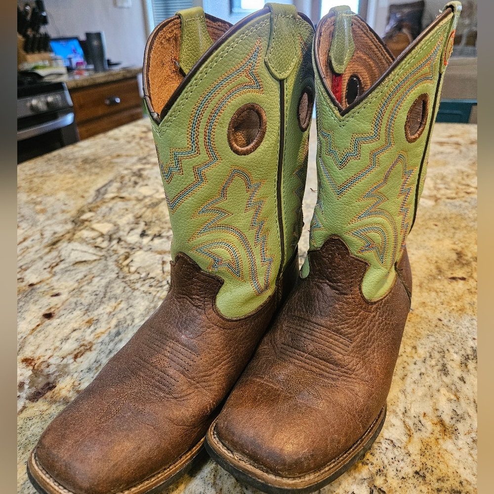 Tony Lama Green and Brown Western Cowboy Boots
